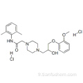 1-pipérazineacétamide, N- (2,6-diméthylphényl) -4- [2-hydroxy-3- (2-méthoxyphénoxy) propyl] -, chlorhydrate (1: 2) CAS 95635-56-6
